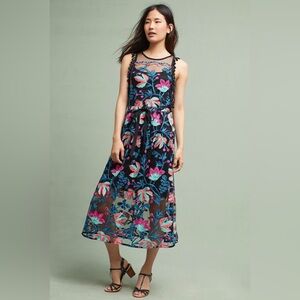 Stevie Tasseled Eva Franco Black Dress with Multicolor Embroidery